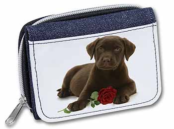 Chesapeake Bay Retriever with Rose Unisex Denim Purse Wallet