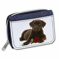 Chesapeake Bay Retriever with Rose Unisex Denim Purse Wallet