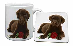 Chesapeake Bay Retriever with Rose Mug and Coaster Set