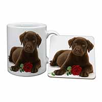 Chesapeake Bay Retriever with Rose Mug and Coaster Set