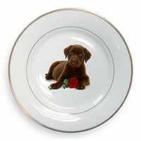 Chesapeake Bay Retriever with Rose Gold Rim Plate Printed Full Colour in Gift Bo