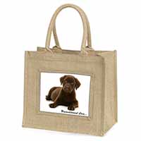 Chesapeake Bay Retriever-Love Natural/Beige Jute Large Shopping Bag