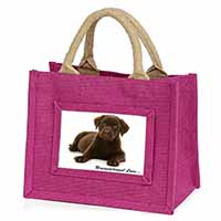 Chesapeake Bay Retriever-Love Little Girls Small Pink Jute Shopping Bag
