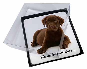 4x Chesapeake Bay Retriever-Love Picture Table Coasters Set in Gift Box