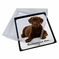 4x Chesapeake Bay Retriever-Love Picture Table Coasters Set in Gift Box
