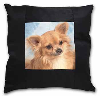 Chihuahua Dog Black Satin Feel Scatter Cushion