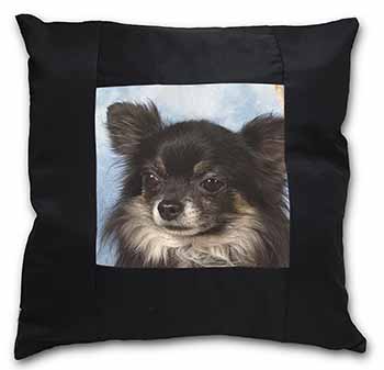 Black Chihuahua Dog Black Satin Feel Scatter Cushion