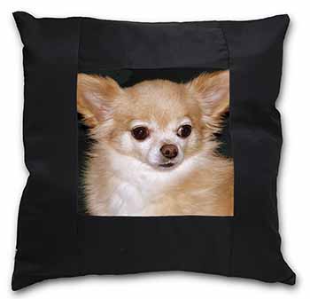Chihuahua Dog Black Satin Feel Scatter Cushion