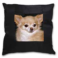 Chihuahua Dog Black Satin Feel Scatter Cushion