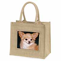 Chihuahua Dog Natural/Beige Jute Large Shopping Bag