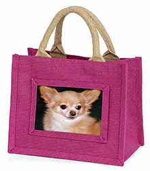 Chihuahua Dog Little Girls Small Pink Jute Shopping Bag