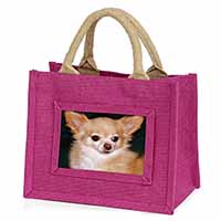 Chihuahua Dog Little Girls Small Pink Jute Shopping Bag
