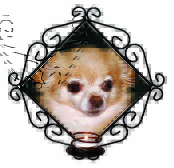 Chihuahua Dog Wrought Iron Wall Art Candle Holder