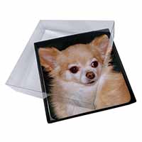 4x Chihuahua Dog Picture Table Coasters Set in Gift Box