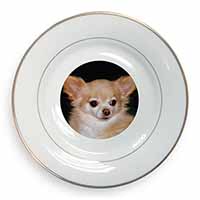 Chihuahua Dog Gold Rim Plate Printed Full Colour in Gift Box