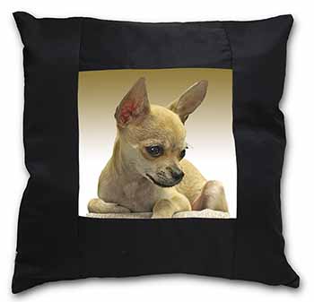 Chihuahua Black Satin Feel Scatter Cushion