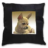 Chihuahua Black Satin Feel Scatter Cushion
