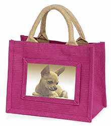 Chihuahua Little Girls Small Pink Jute Shopping Bag