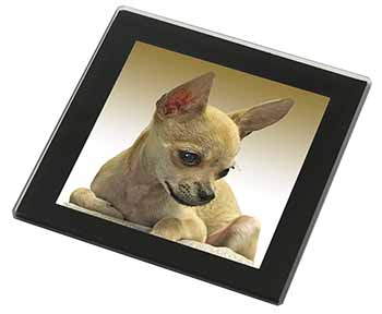 Chihuahua Black Rim High Quality Glass Coaster