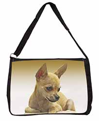 Chihuahua Large Black Laptop Shoulder Bag School/College