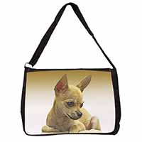 Chihuahua Large Black Laptop Shoulder Bag School/College