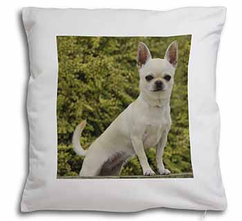 White Chihuahua Dog Soft White Velvet Feel Scatter Cushion
