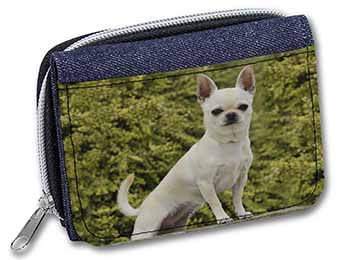 White Chihuahua Dog Unisex Denim Purse Wallet