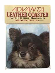 Black Chihuahua Dog Single Leather Photo Coaster