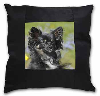 Chihuahua Black Satin Feel Scatter Cushion