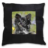 Black Chihuahua "Yours Forever..." Black Satin Feel Scatter Cushion