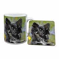 Black Chihuahua "Yours Forever..." Mug and Coaster Set
