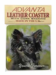 Black Chihuahua "Yours Forever..." Single Leather Photo Coaster