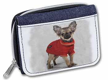 Chihuahua in Dress Unisex Denim Purse Wallet