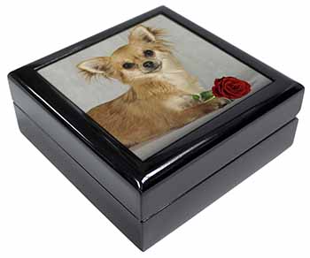 Chihuahua with Red Rose Keepsake/Jewellery Box
