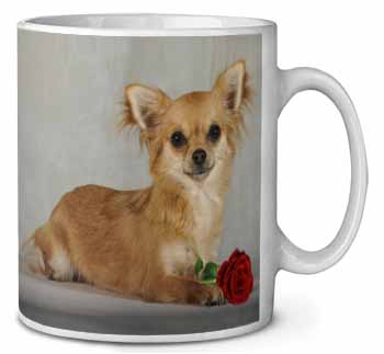 Chihuahua with Red Rose Ceramic 10oz Coffee Mug/Tea Cup