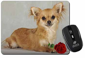 Chihuahua with Red Rose Computer Mouse Mat