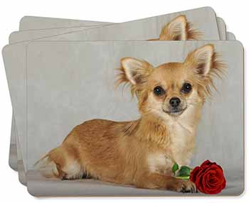 Chihuahua with Red Rose Picture Placemats in Gift Box
