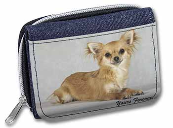 Brown Chihuahua "Yours Forever..." Unisex Denim Purse Wallet