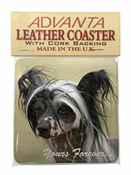 Chinese Crested Dog "Yours Forever..." Single Leather Photo Coaster