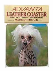 Chinese Crested Dog Single Leather Photo Coaster