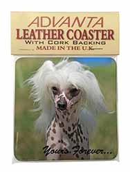 Chinese Crested Dog "Yours Forever..." Single Leather Photo Coaster