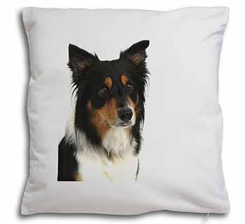 Tri-Colour Border Collie Dog Soft White Velvet Feel Scatter Cushion