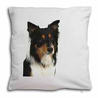 Tri-Colour Border Collie Dog Soft White Velvet Feel Scatter Cushion