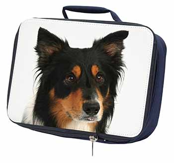 Tri-Colour Border Collie Dog Navy Insulated School Lunch Box/Picnic Bag