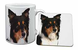 Tri-Colour Border Collie Dog Mug and Coaster Set