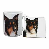 Tri-Colour Border Collie Dog Mug and Coaster Set
