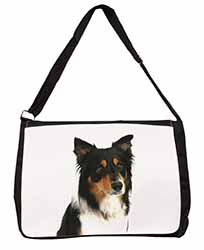 Tri-Colour Border Collie Dog Large Black Laptop Shoulder Bag School/College