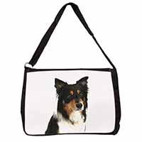 Tri-Colour Border Collie Dog Large Black Laptop Shoulder Bag School/College