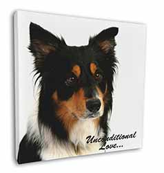 Tri-Colour Border Collie-Love Square Canvas 12"x12" Wall Art Picture Print