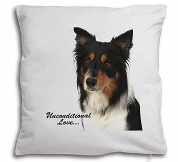 Tri-Colour Border Collie-Love Soft White Velvet Feel Scatter Cushion